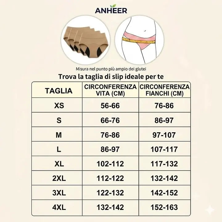 💖 Ultimo giorno al -50% | Set di 4 slip assorbenti anti-perdite ANHEER™