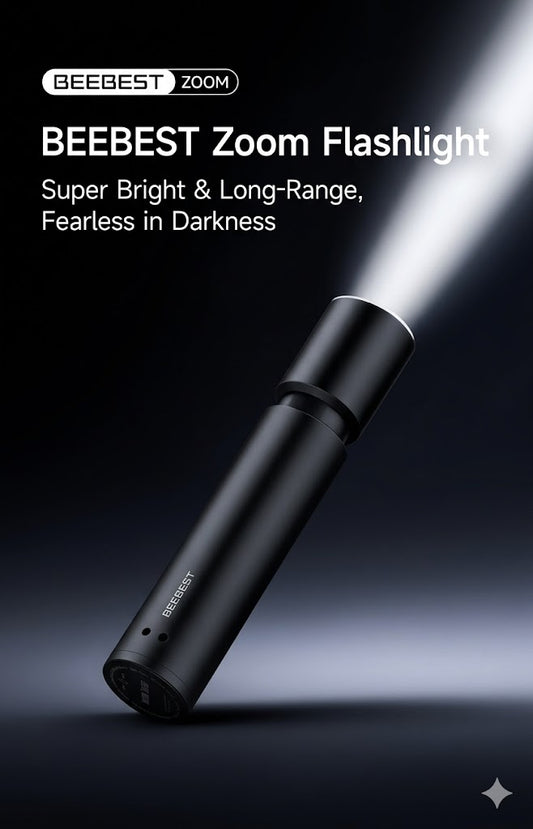 beebest flashlight, high-brightness, zoom, portable, waterproof, rechargeable, long-lasting, outdoor, work light.