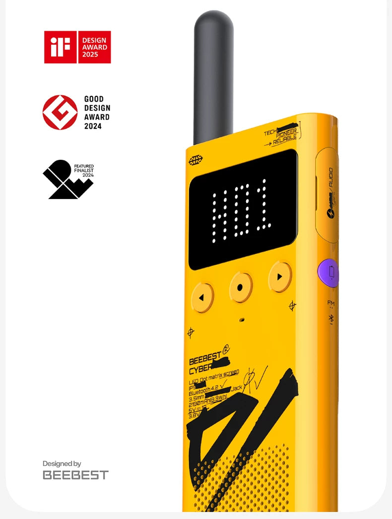 The Beebest Lightweight Outdoor Analog Walkie-Talkie features a slim body, a mobile phone programming and positioning function, and Bluetooth connectivity.
