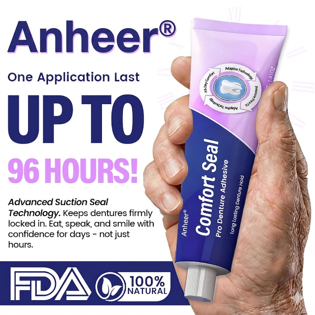 🔥 LIMITED SPECIAL OFFER 🔥 Anheer® Comfort Seal Pro Denture Adhesive🦷💜FDA Certified (Clinically Proven 96- Hour Lock Hold for Secure, Comfortable & Zinc-Free Denture Fit)