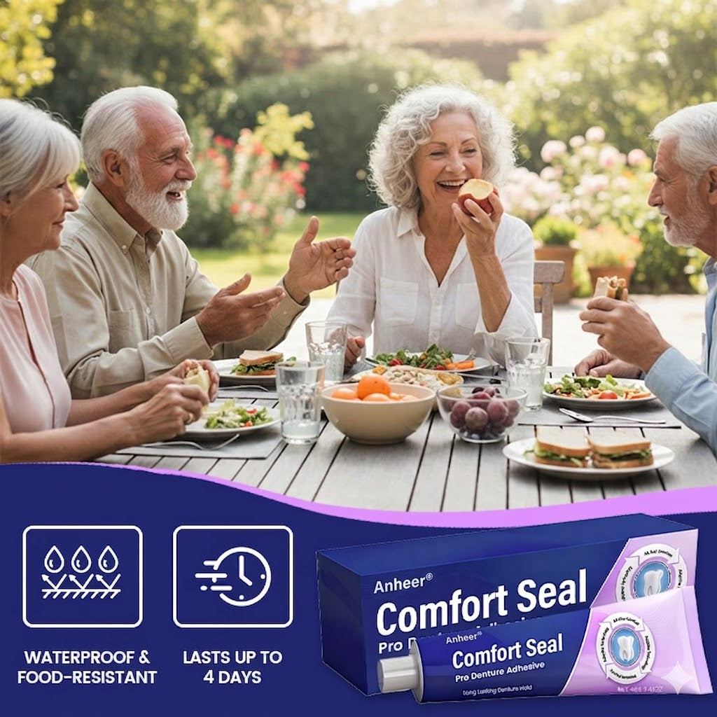 🔥 LIMITED SPECIAL OFFER 🔥 Anheer® Comfort Seal Pro Denture Adhesive🦷💜FDA Certified (Clinically Proven 96- Hour Lock Hold for Secure, Comfortable & Zinc-Free Denture Fit)