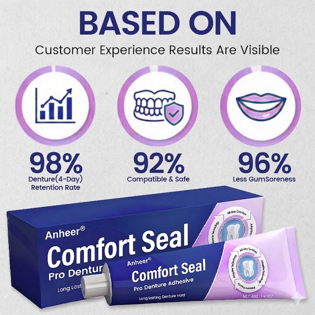🔥 LIMITED SPECIAL OFFER 🔥 Anheer® Comfort Seal Pro Denture Adhesive🦷💜FDA Certified (Clinically Proven 96- Hour Lock Hold for Secure, Comfortable & Zinc-Free Denture Fit)