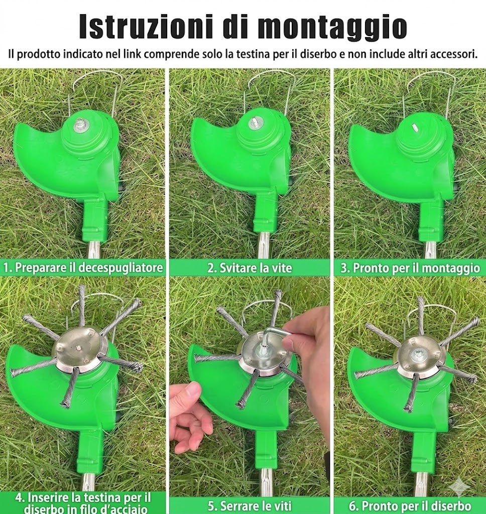 👨‍🌾Testina per decespugliatore con spazzola in filo d'acciaio da 6 pollici